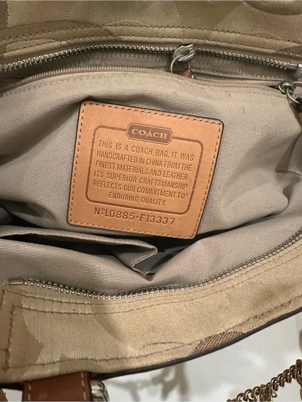 Coach Tan & Cream Signature Satchel